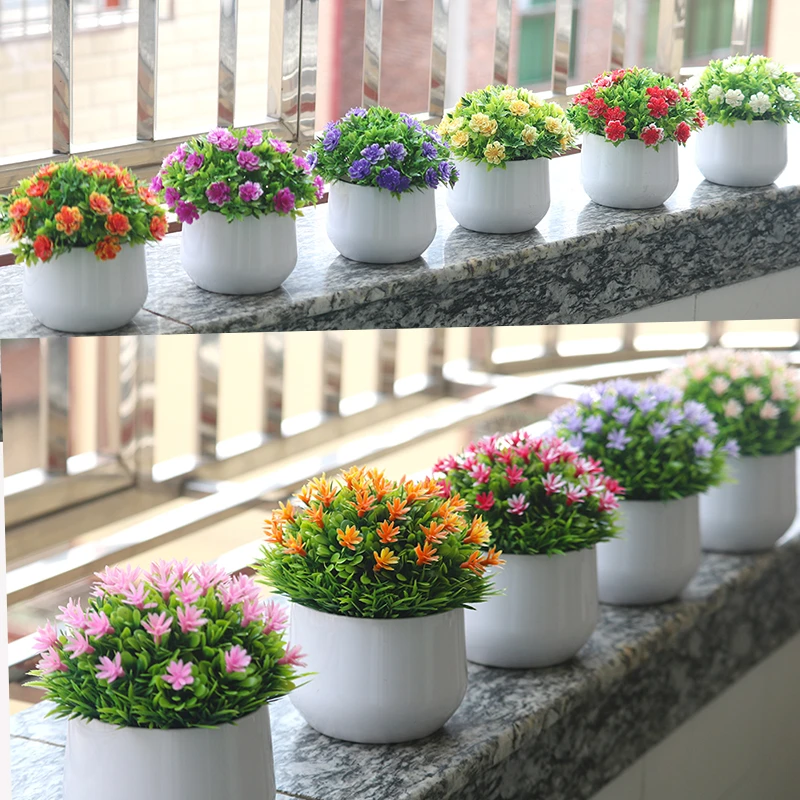 装饰小盆栽 塑料花假花仿真花套装盆景装饰客厅家居玄关盆栽