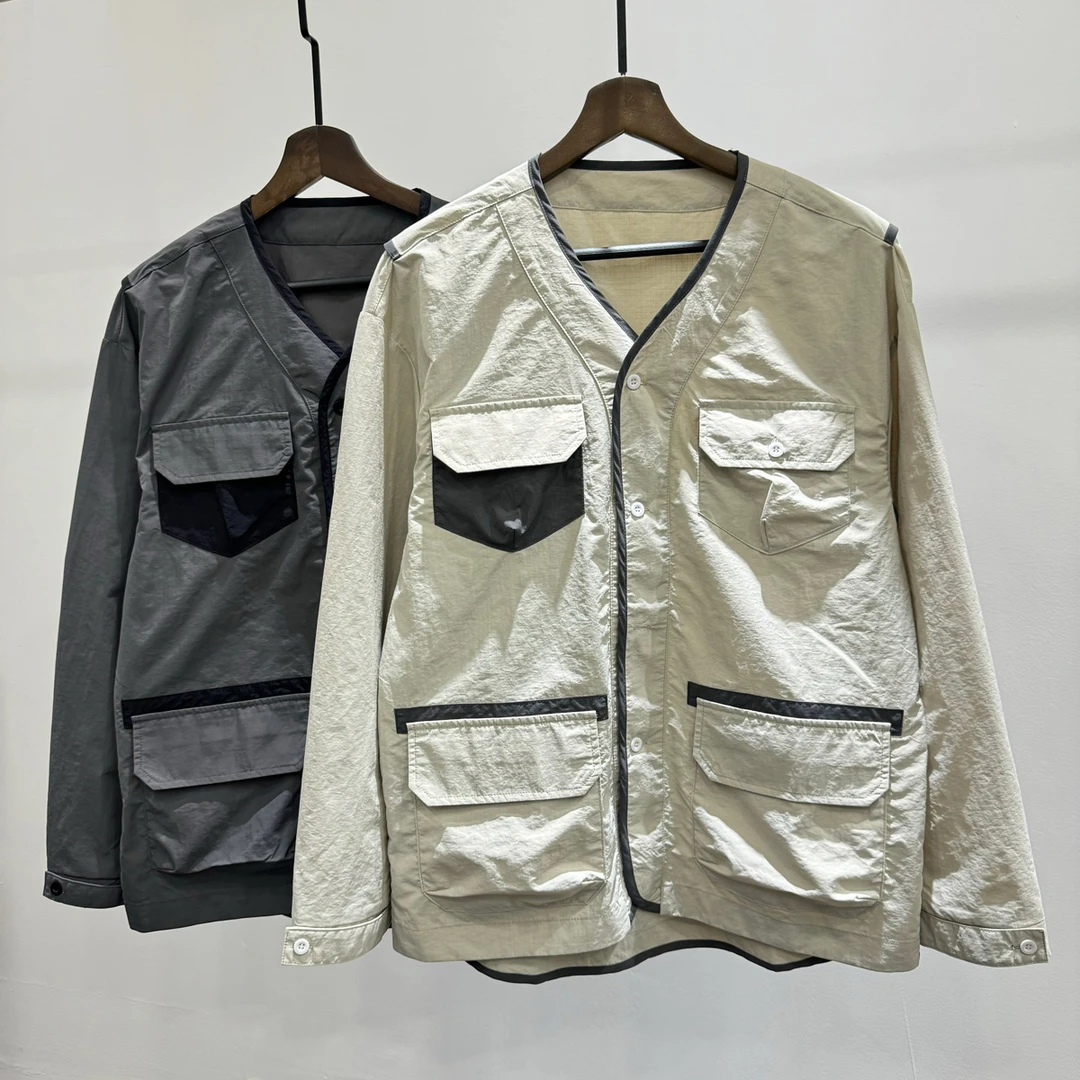 秋季个性百搭拼接撞色长袖衬衫潮牌INS韩版男士港风宽松休闲衬衣