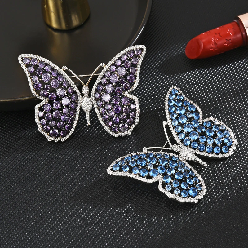 铜合金合成锆石胸针 星辰蝴蝶胸针A759