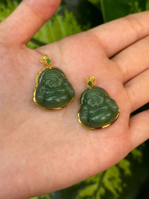 3553和田玉18k金镶嵌佛公约23.9*22.0*11.4多样性发其一