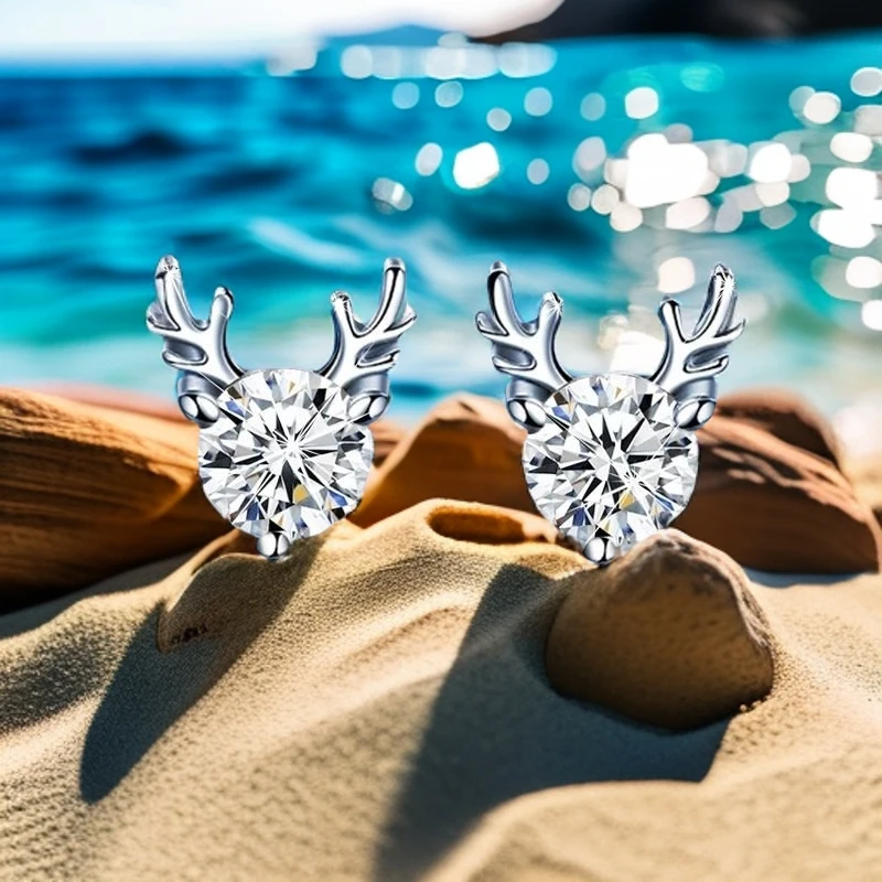 925银合成锆石耳饰 女款一鹿有你耳环时尚轻奢送女友闺蜜生日礼物