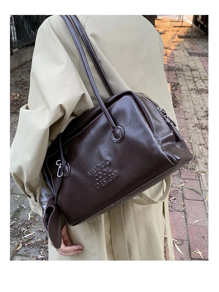 「Ohyoudo」复古大容量单肩包！秋季新款手提保龄球包简约通勤包