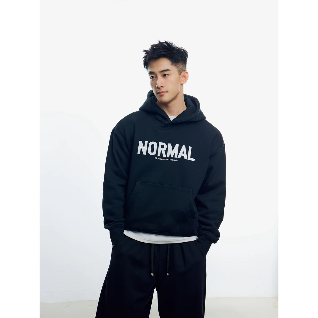 博衣社【美式加绒连帽卫衣】冬季新品男士休闲运动宽松印花连帽长袖