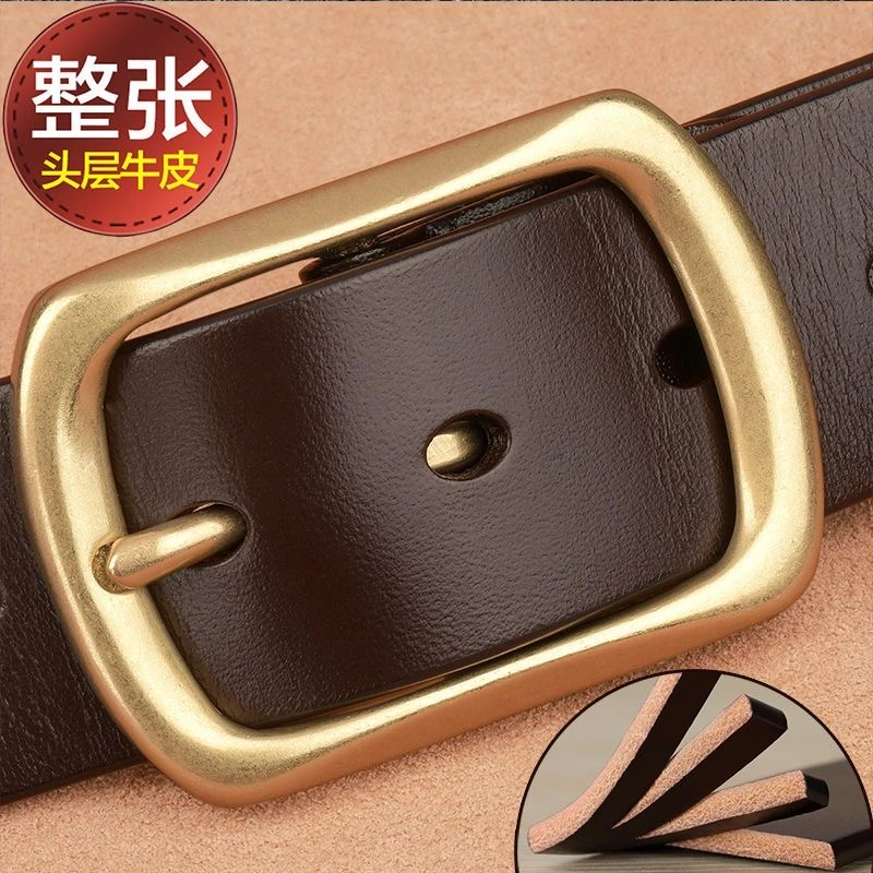 头层牛皮皮带男真皮针扣韩版休闲复古男士裤带铜扣纯牛皮正品腰带