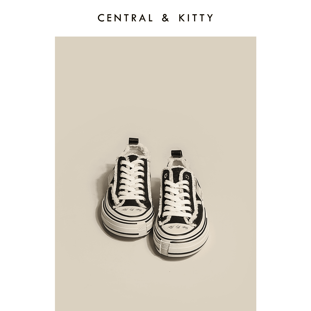 CENTRALKITTY厚底吴建豪乞丐帆布鞋小白鞋板鞋女2023年新款春秋夏