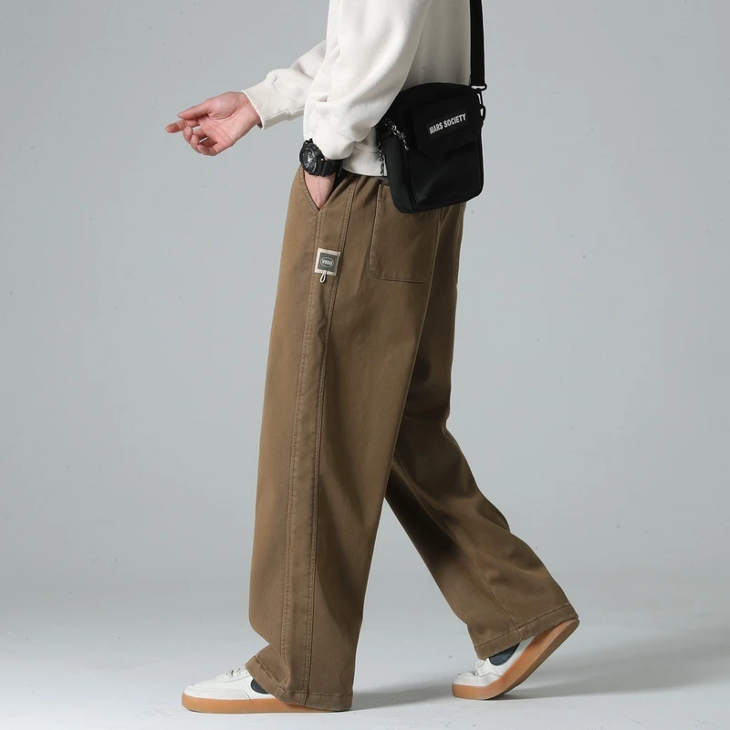 男士直筒宽松休闲百搭时尚潮流长裤春秋韩版嘻哈大码垂感高街裤子