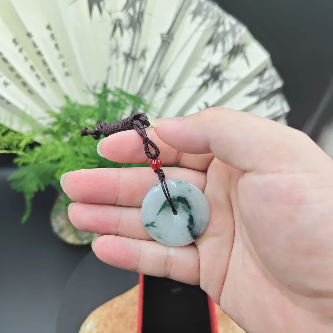 飘花灵动平安扣玉坠时尚精致平安无事吊坠（缅甸翡翠正品A货）