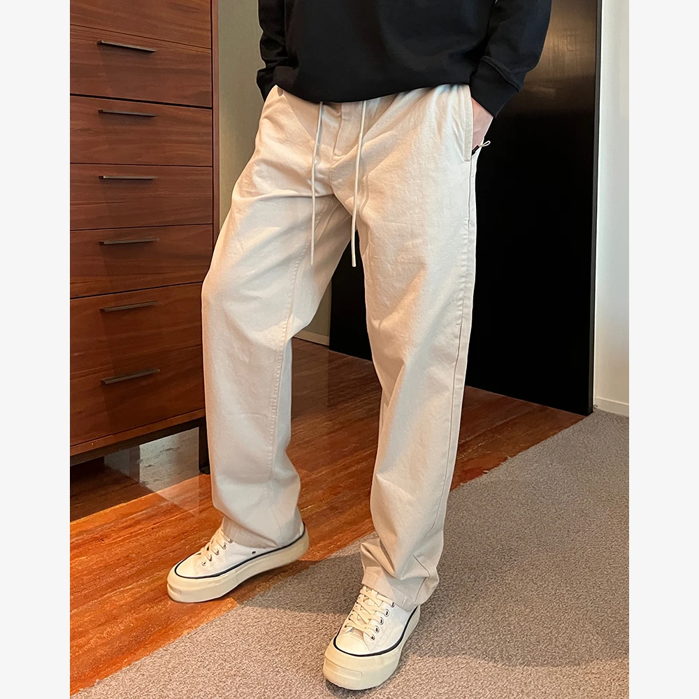 YIHAO STUDIO秋季男款休闲裤宽松直筒美式复古纯色百搭潮流长裤