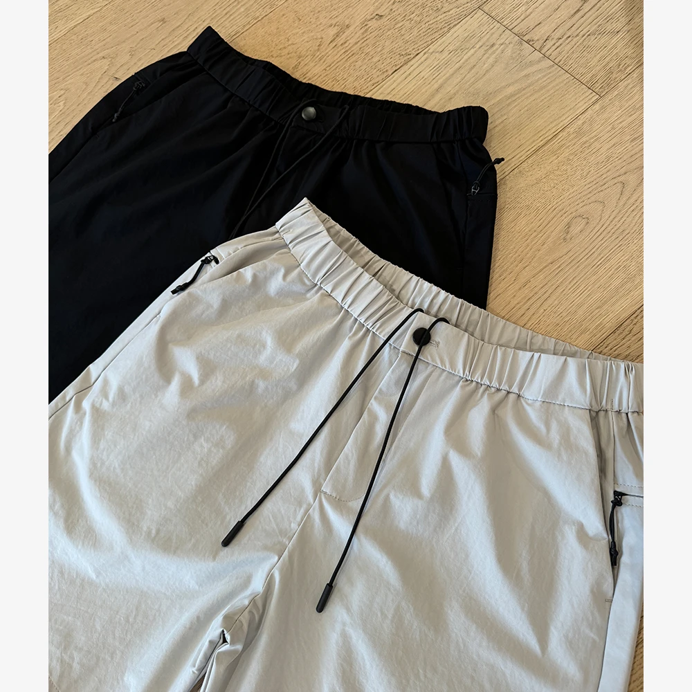 YIHAO STUDIO原创潮牌男士简约速干短裤休闲宽松黑色百搭潮流裤子