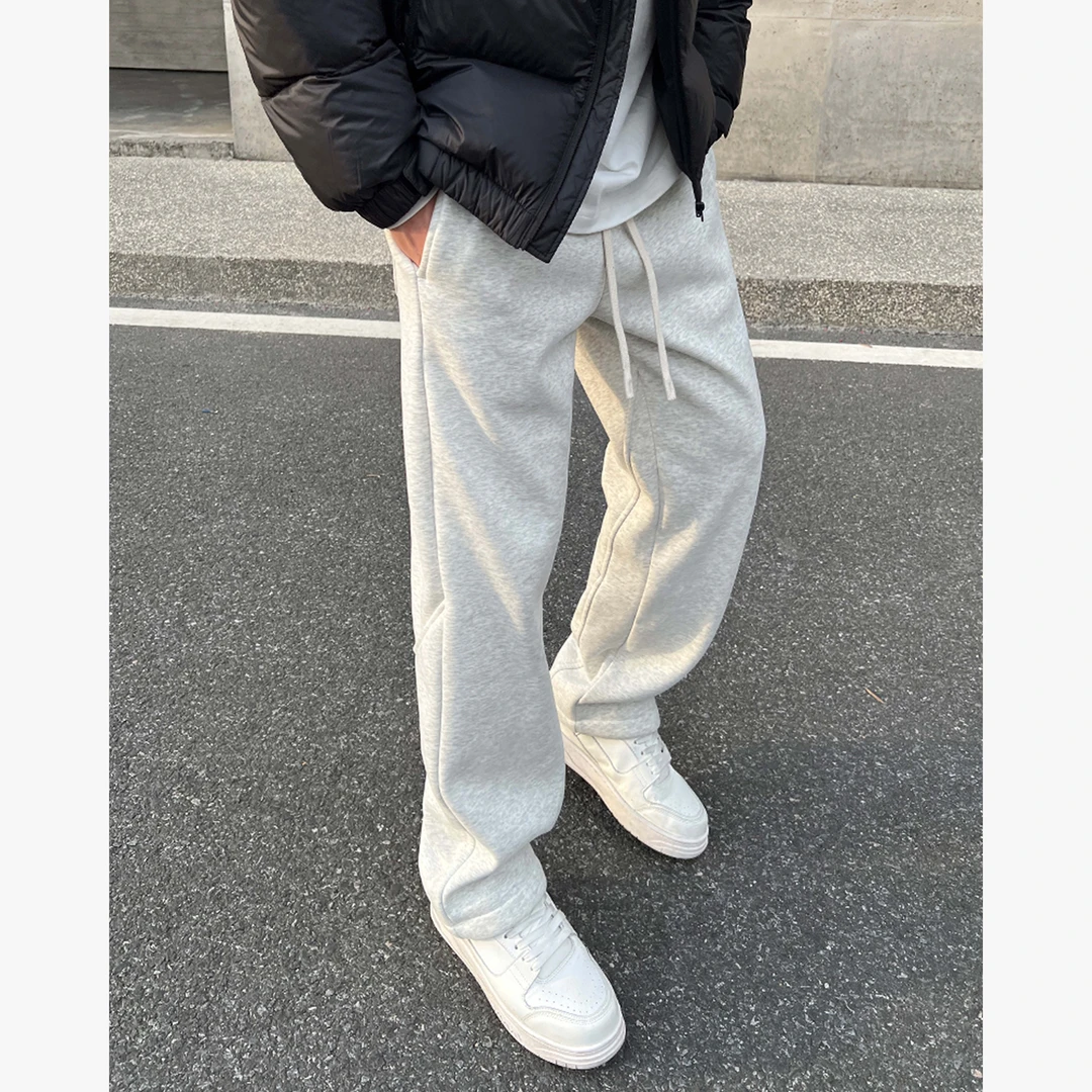 YIHAO STUDIO新款男士宽松直筒休闲裤百搭黑色美式运动长裤