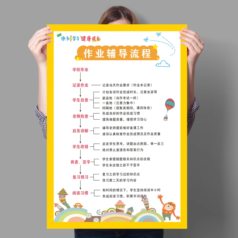 托管班管理制度墙贴作业辅导教育培训机构文化墙墙面装饰教室布置