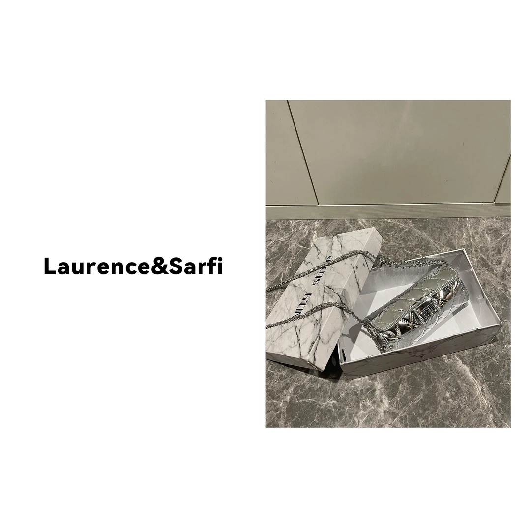 Laurence&Sarfi路易赛菲【官方正品】高级质感银色圆筒斜跨包包