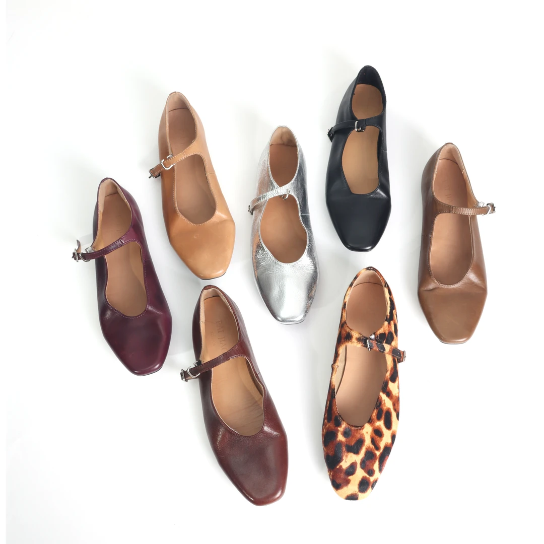 法式银色平底玛丽珍鞋女春季新款晚风温柔粗跟牛皮单鞋3580-1