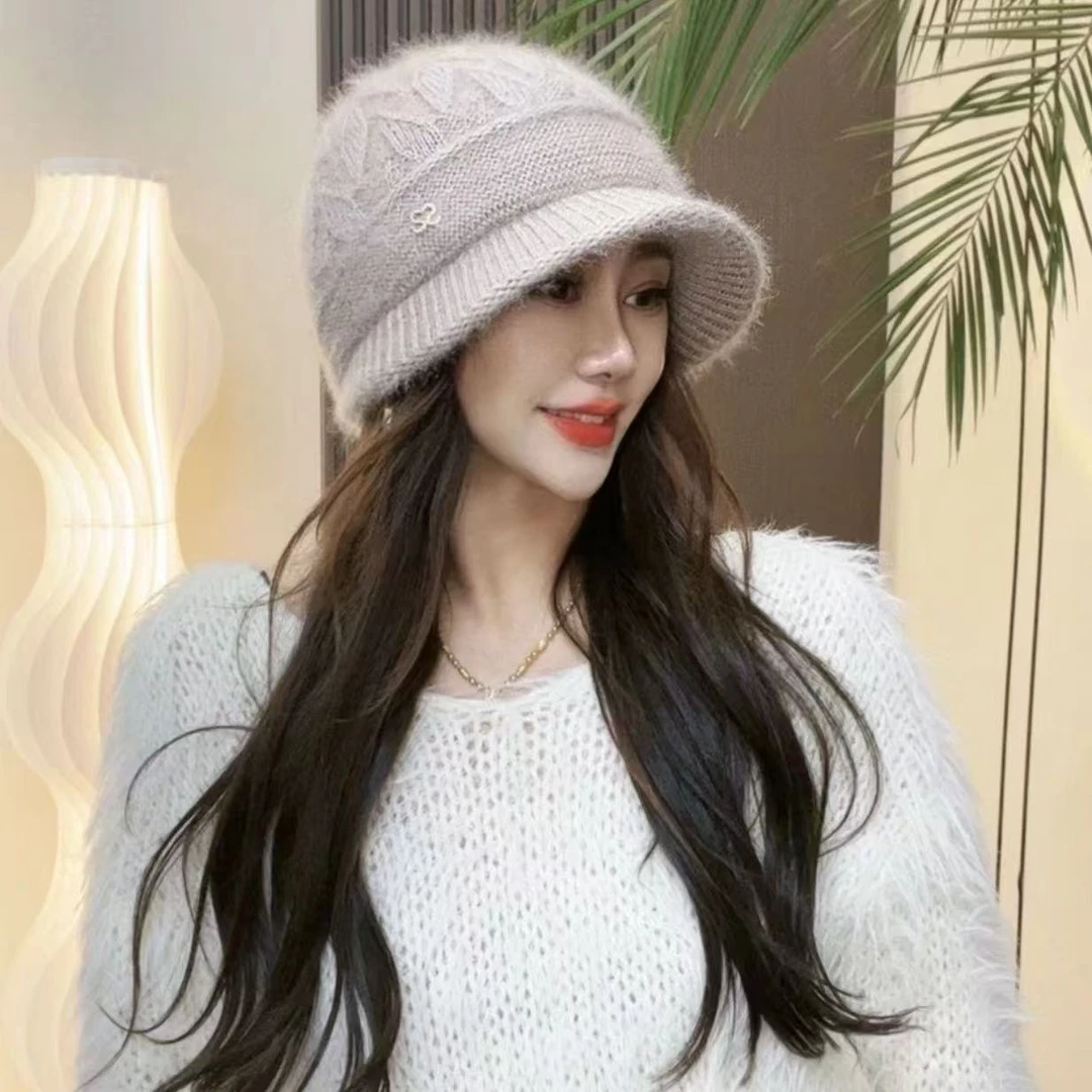 时尚毛绒渔夫帽冬季百搭必备帽子针织时尚百搭加绒保暖网红女士
