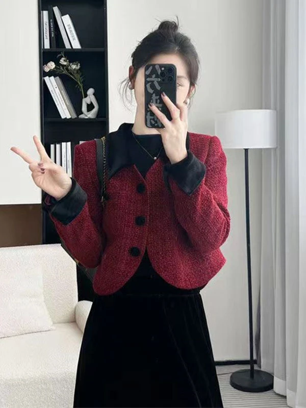 法式时尚小香风外套女秋冬名媛气质温柔洋气高级感短款毛呢上衣