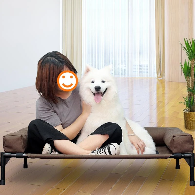 宠物行军床可拆洗金毛防潮带围边狗窝KH夏大型犬猫窝铁艺狗床离地