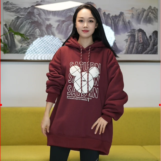 【加加厚北极】新款刺绣连帽刺绣女款上衣百搭时尚宽松保暖爆款上衣