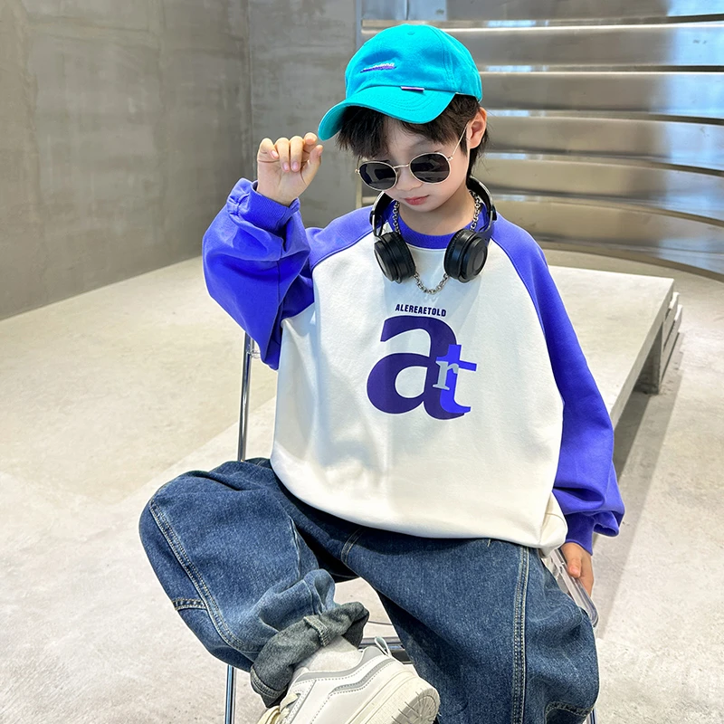 秋季儿童卫衣休闲款上衣中大童长袖男童针织打底衫卫衣2024新款潮