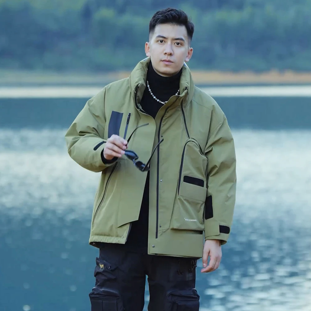 DIDORSSBO冬季新款蜂窝纹轻奢三防宽松保暖立领羽绒服鹅绒服2321