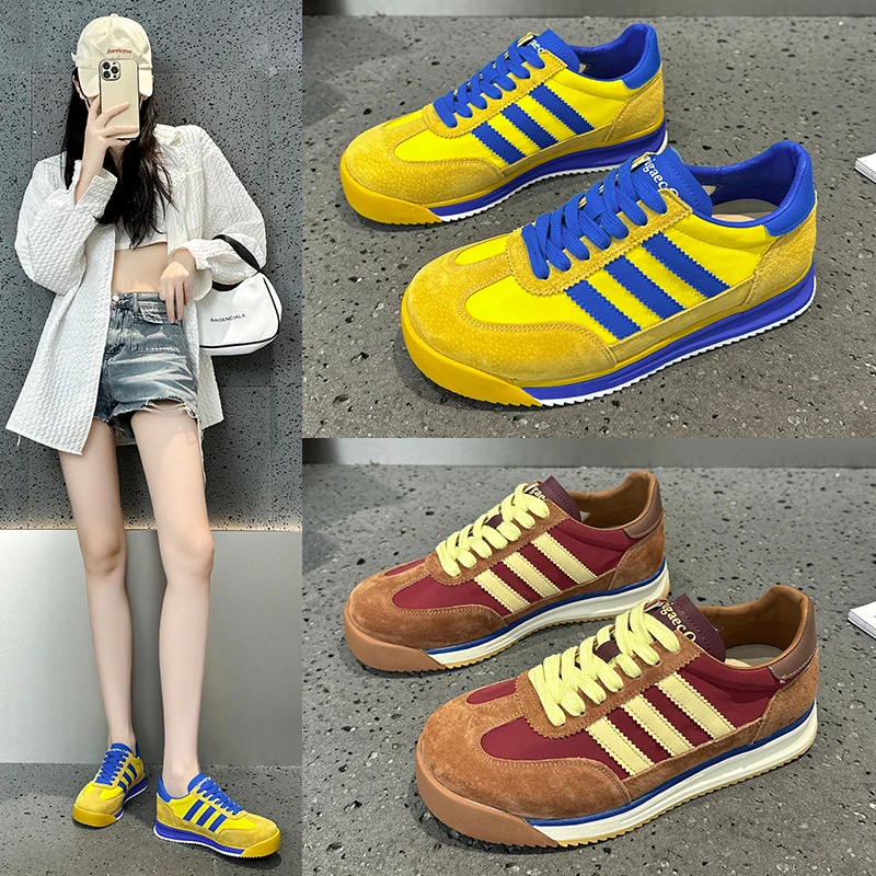 新款德训女鞋圆头撞色绑带潮流增高百搭运动鞋休闲板鞋时尚跑步鞋