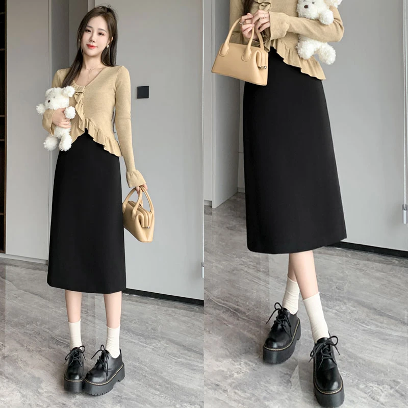 【菱夏专属】2023秋冬美拉德色系毛呢半身裙#065