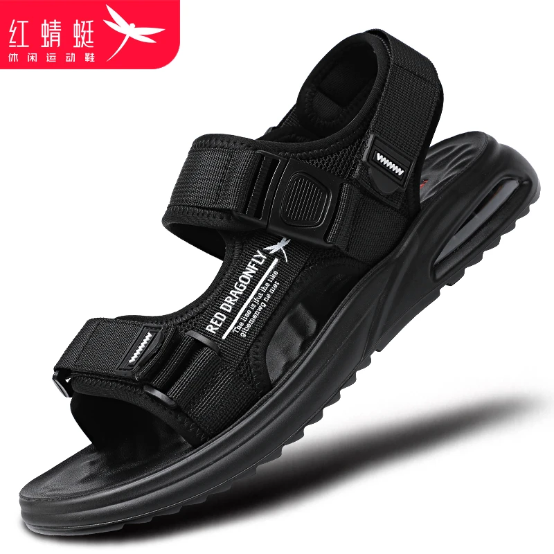 红蜻蜓男鞋夏季运动凉鞋男防滑防臭休闲魔术贴沙滩鞋外穿软底断码