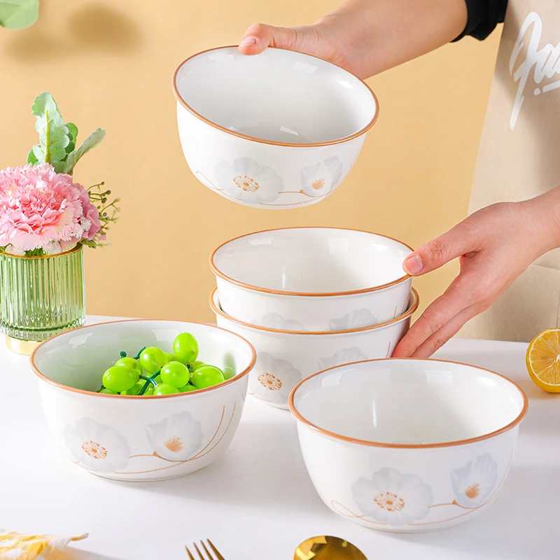 【芳姐工厂价】6.0英寸岁月静好碗4个装汤碗家用陶瓷餐具