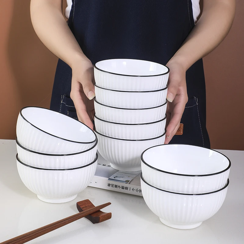 【艺及女王专属定制】山田黑边陶瓷日式米饭碗家用吃饭碗简约风
