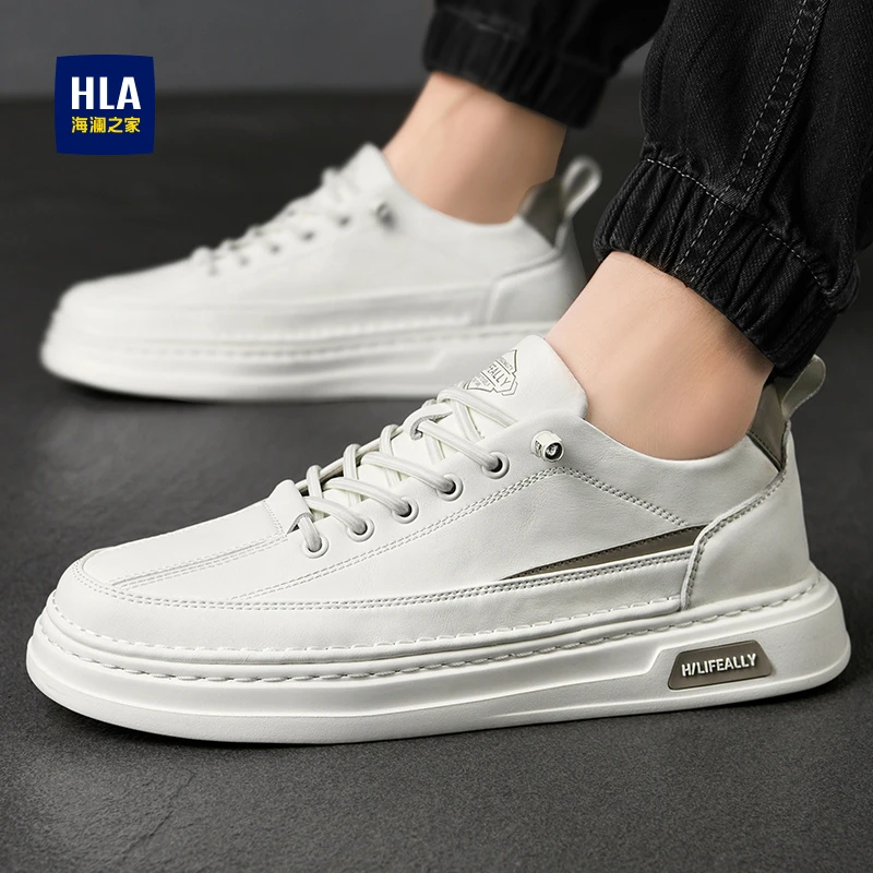 HLA/海澜之家男士时尚百搭运动白色潮鞋秋季透气韩版鞋子春季板鞋