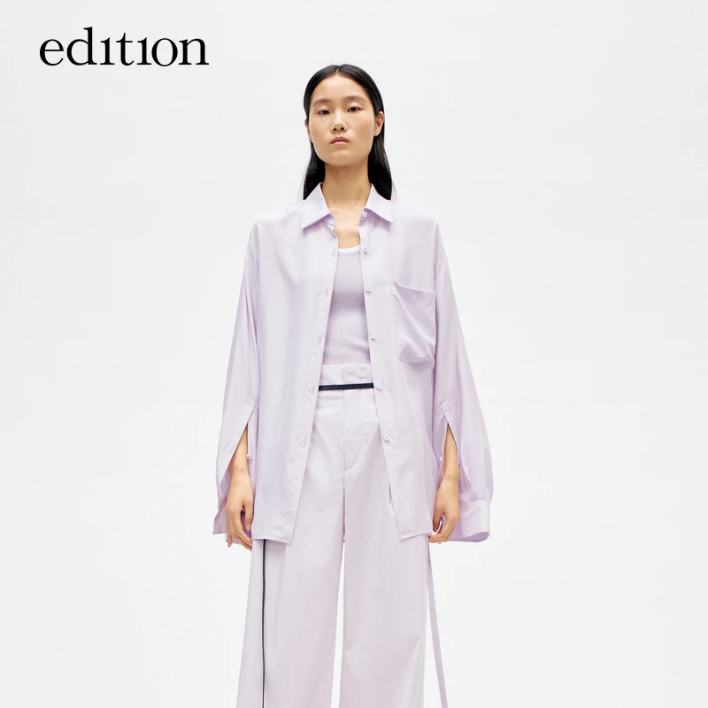 【商场同款】edition夏季款桑蚕丝绑带宽松衬衫#EBD2SHT008