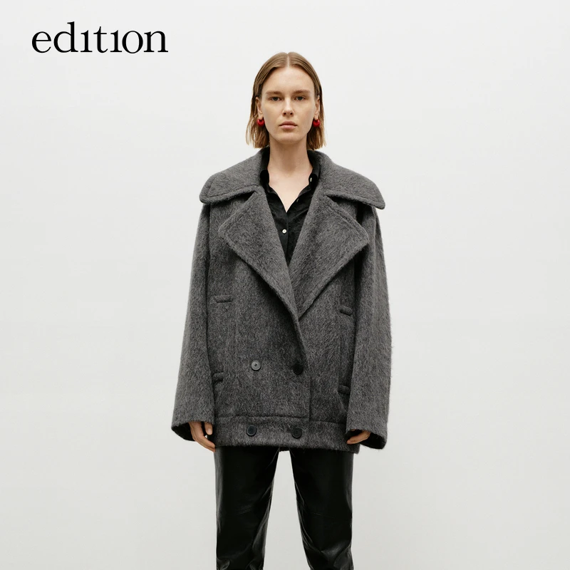 【商场同款】edition秋季款大翻领绵羊毛呢外套#EBD3COT003