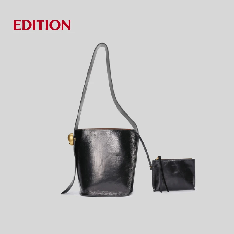 EDITION RED LABEL冬季金豆锁牛皮单肩水桶包#EBD4HBG005