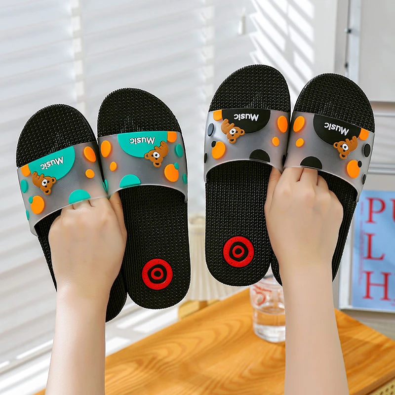 夏季可爱卡通拖鞋居家室内防滑舒适女拖鞋外穿时尚透明熊学生大童