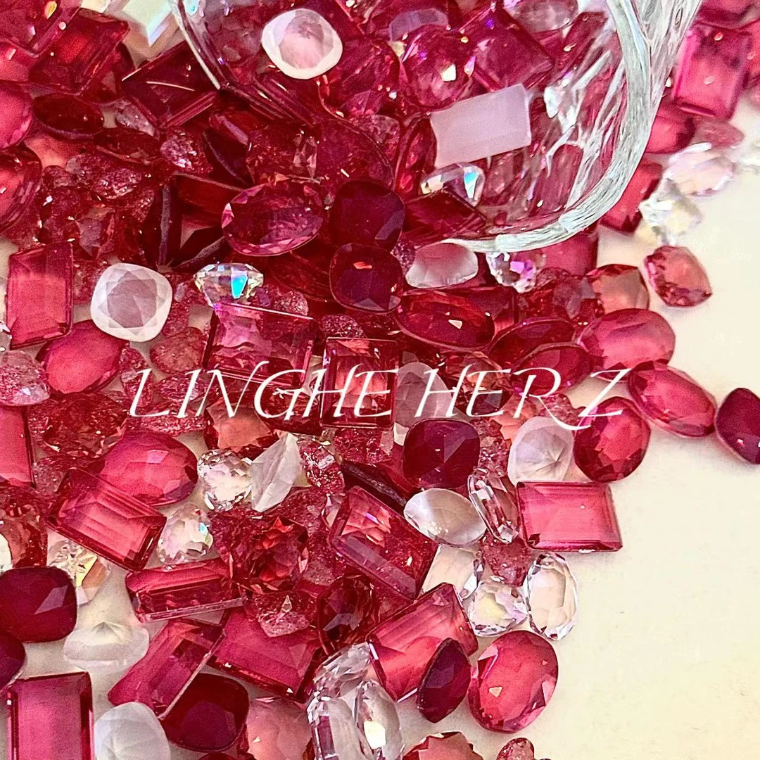 【勃艮第·灵鹤】玫红色梧州料S级超闪美甲钻DIY配饰冰透（直播为准）