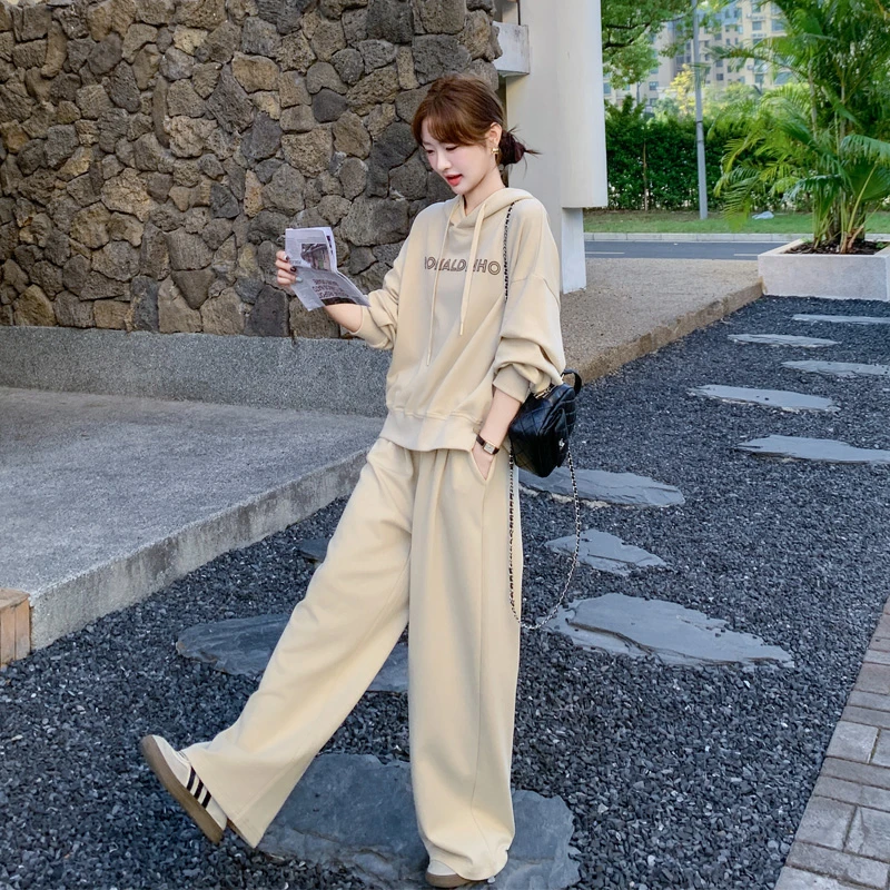 连帽卫衣套装裤女2025春秋新款别致独特韩系穿搭慵懒松弛感两件套