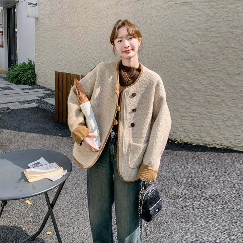 皮毛一体外套女2025冬季新款韩系氛围感穿搭慵懒风加厚羊羔毛棉衣