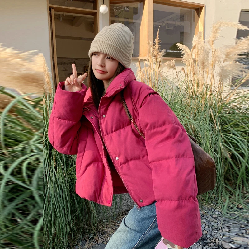 短款立领羽绒服女2024冬季新款小个子加厚保暖白鸭绒显白面包服潮