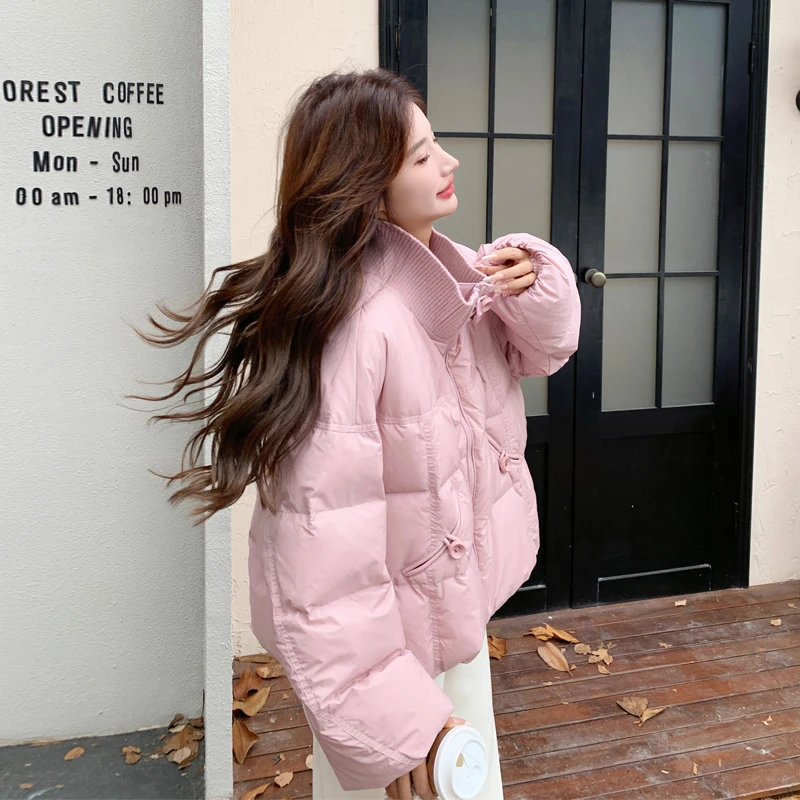 盐系减龄羽绒服女2024冬季新款可盐可甜温柔风白鸭绒内胆厚面包服