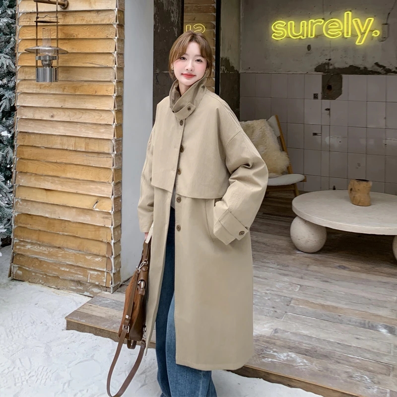 风衣式羽绒服女2024冬季新款复古轻奢英伦风白鸭绒内胆长款厚外套