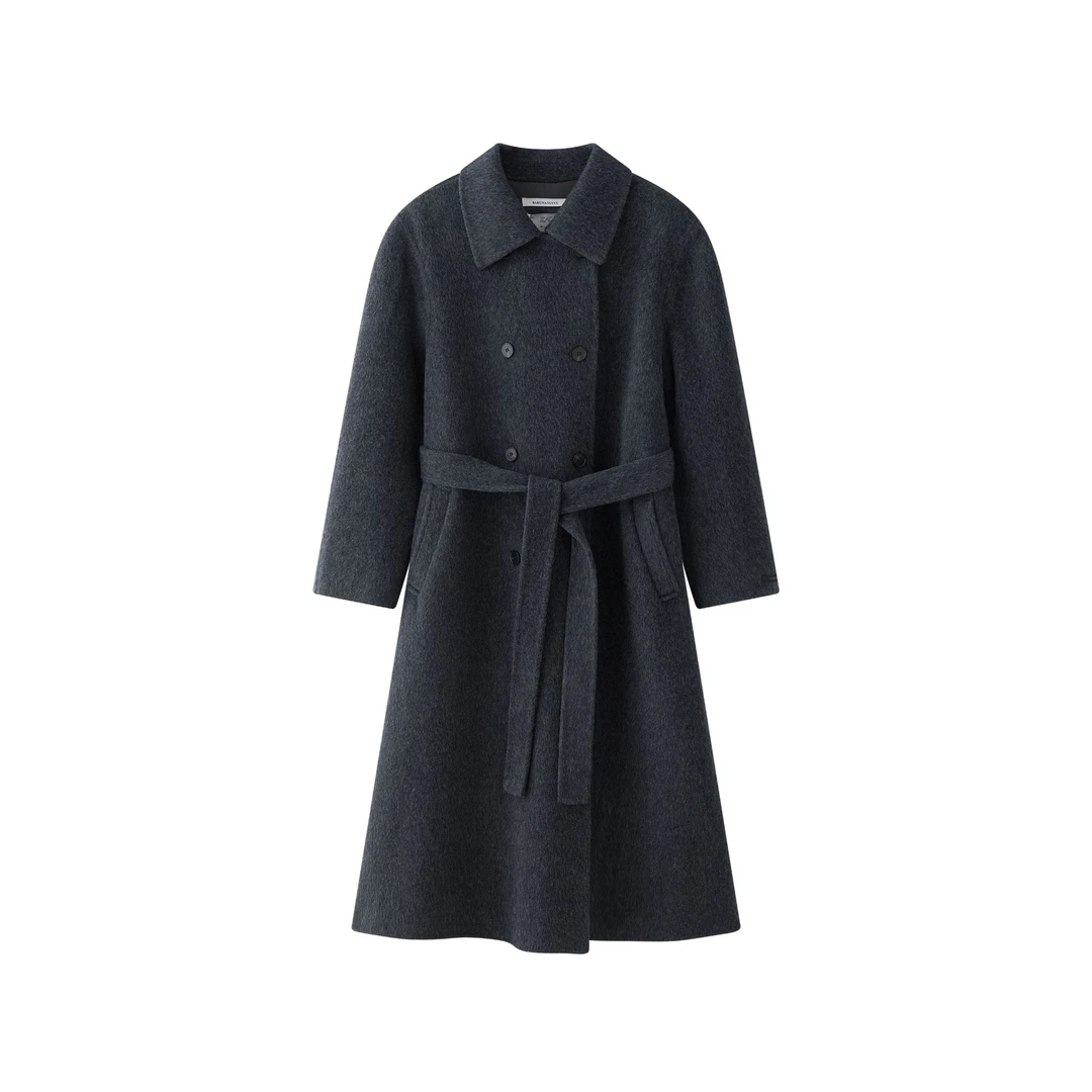 128｜秋冬｜BAKGWANGYUU 韩系简约价值连城长款双排扣双面毛呢大衣