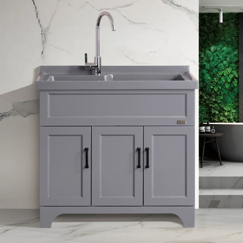 定制洗衣柜阳台洗衣机柜组合全石材人造玉石洗衣柜阳台一体柜卫浴