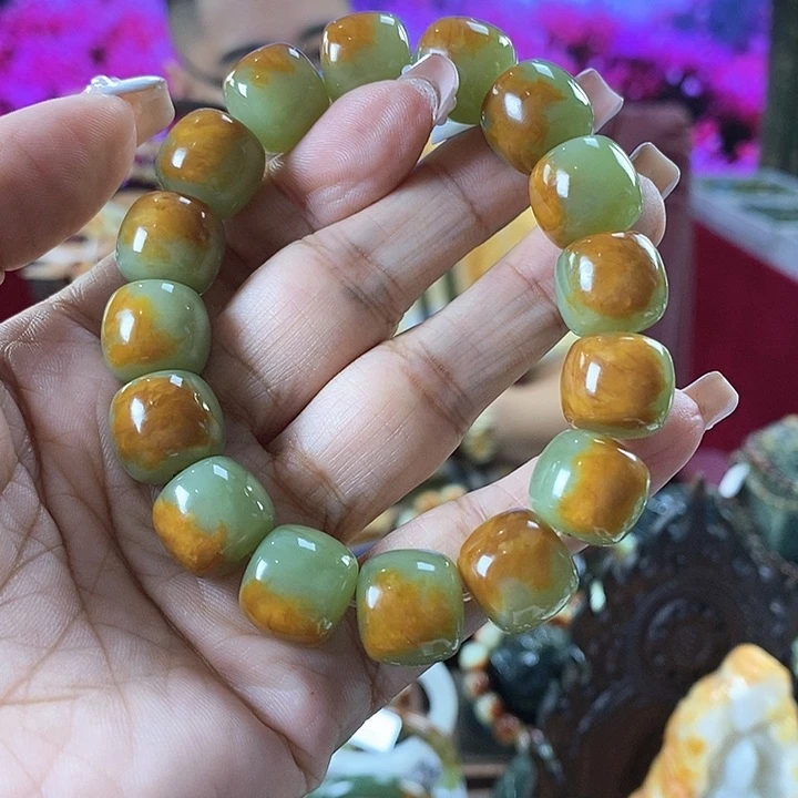 岫岩河磨玉（透闪石质玉）手串未镶嵌纵**海