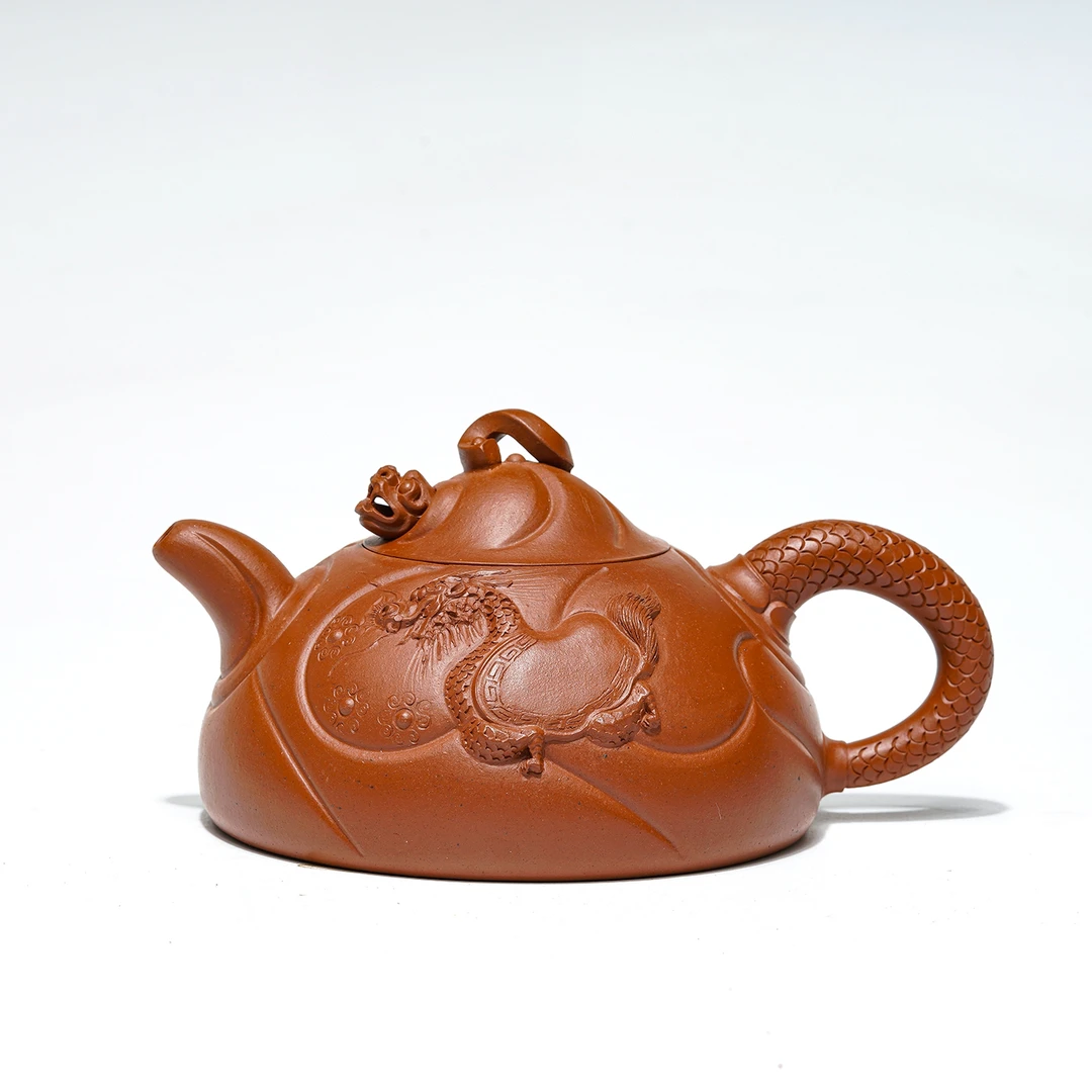 原矿黄龙山朱泥龙龟壶