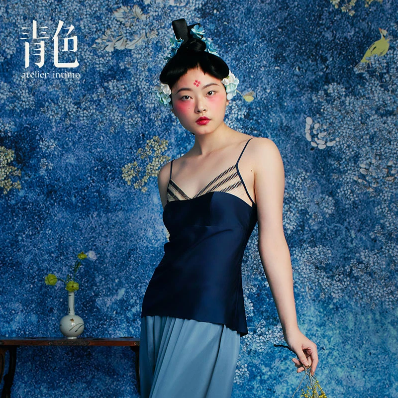 atelier intimo/青色【青海吊带衫】桑蚕丝高级舒适居家内搭可外穿