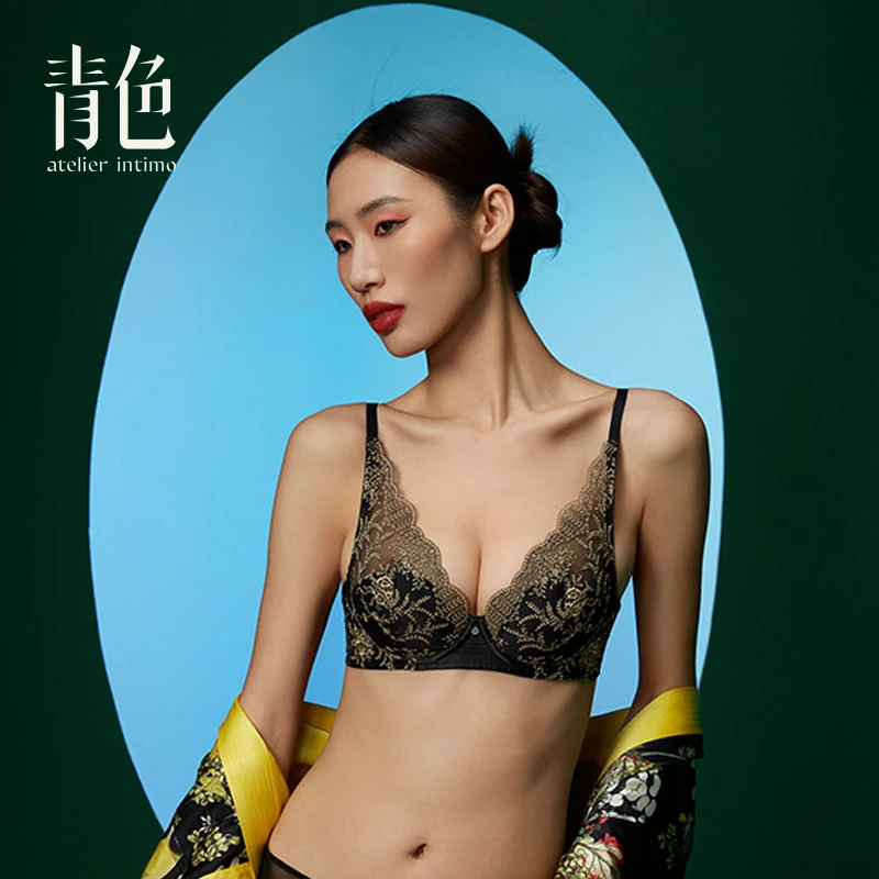 atelier intimo/青色【美人荀全罩杯】西班牙刺绣舒适软钢圈女文胸