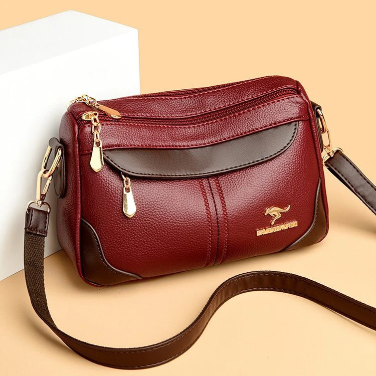 袋鼠正品真皮女包2025新款女休闲时尚软皮单肩斜挎包中年妈妈包