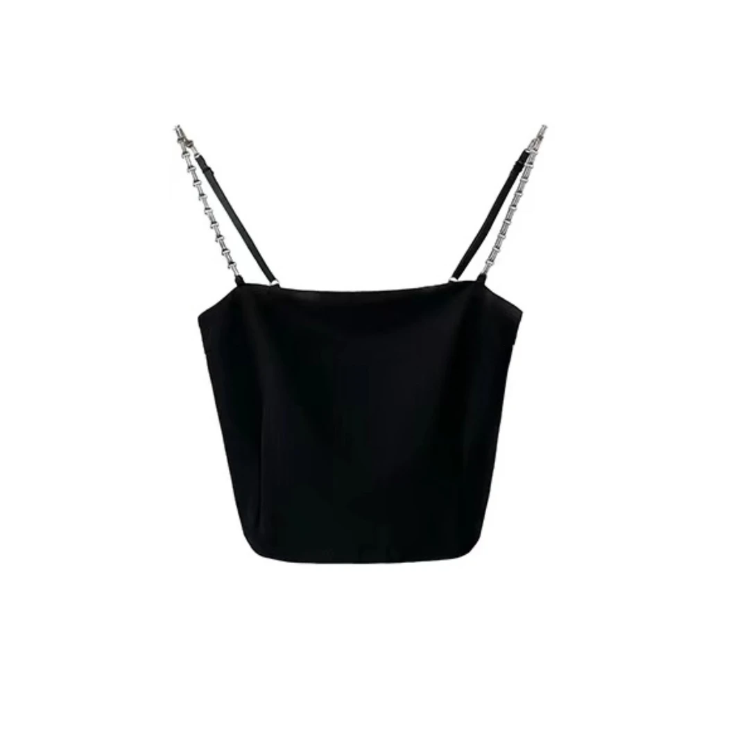 （石艺）2023夏季新款无袖吊带背心链条小众修身小众80151短款美背