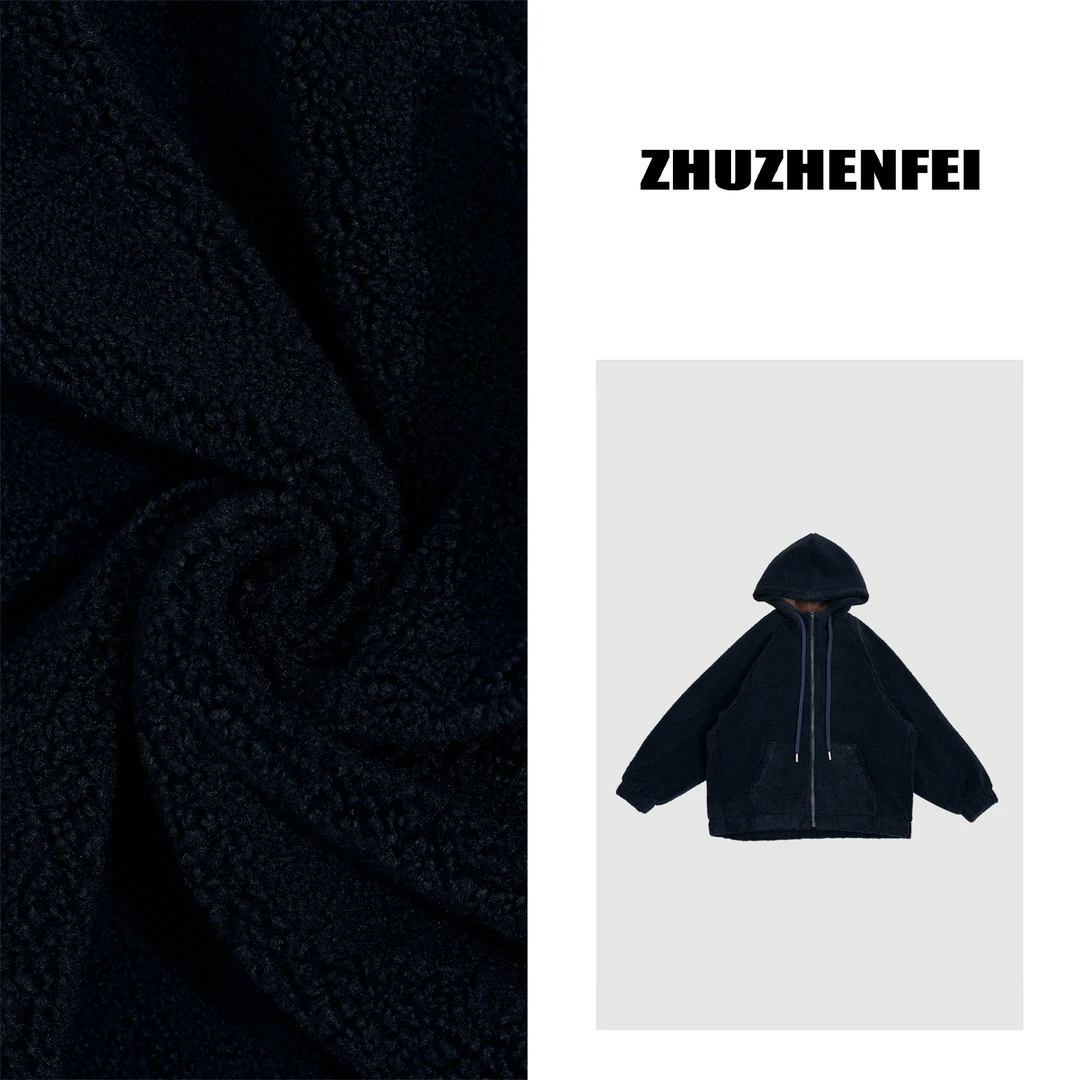 设计师原创新款休闲百搭宽松舒适慵懒中长款羊羔绒外套Z244089