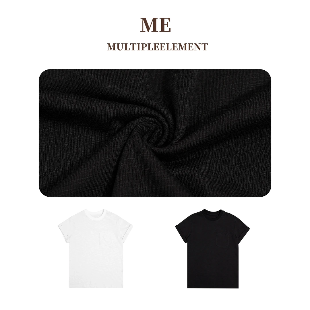 设计师原创夏季休闲百搭短袖简约纯色舒适慵懒薄款T恤ME542084