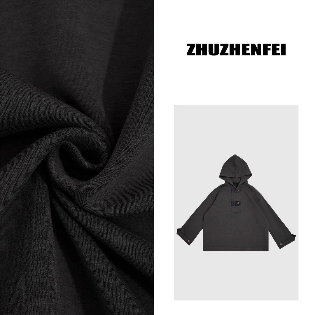 设计师原创休闲百搭简约舒适慵懒慵懒感戴帽加绒卫衣Z244019